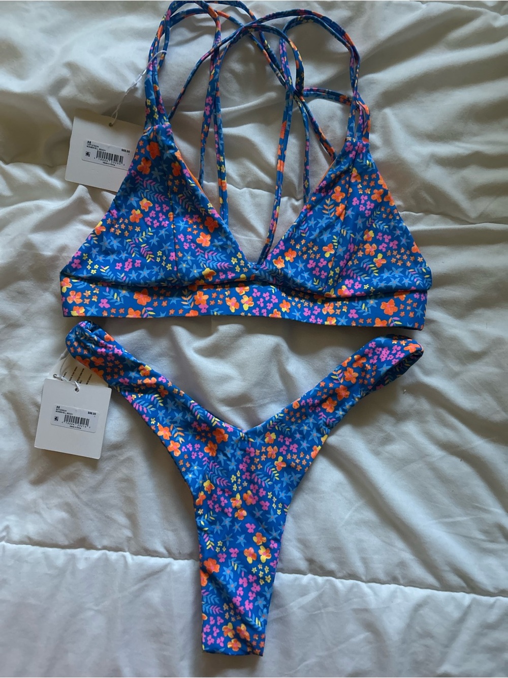 Benoa Swim Blue Floral Strappy Bikini Set